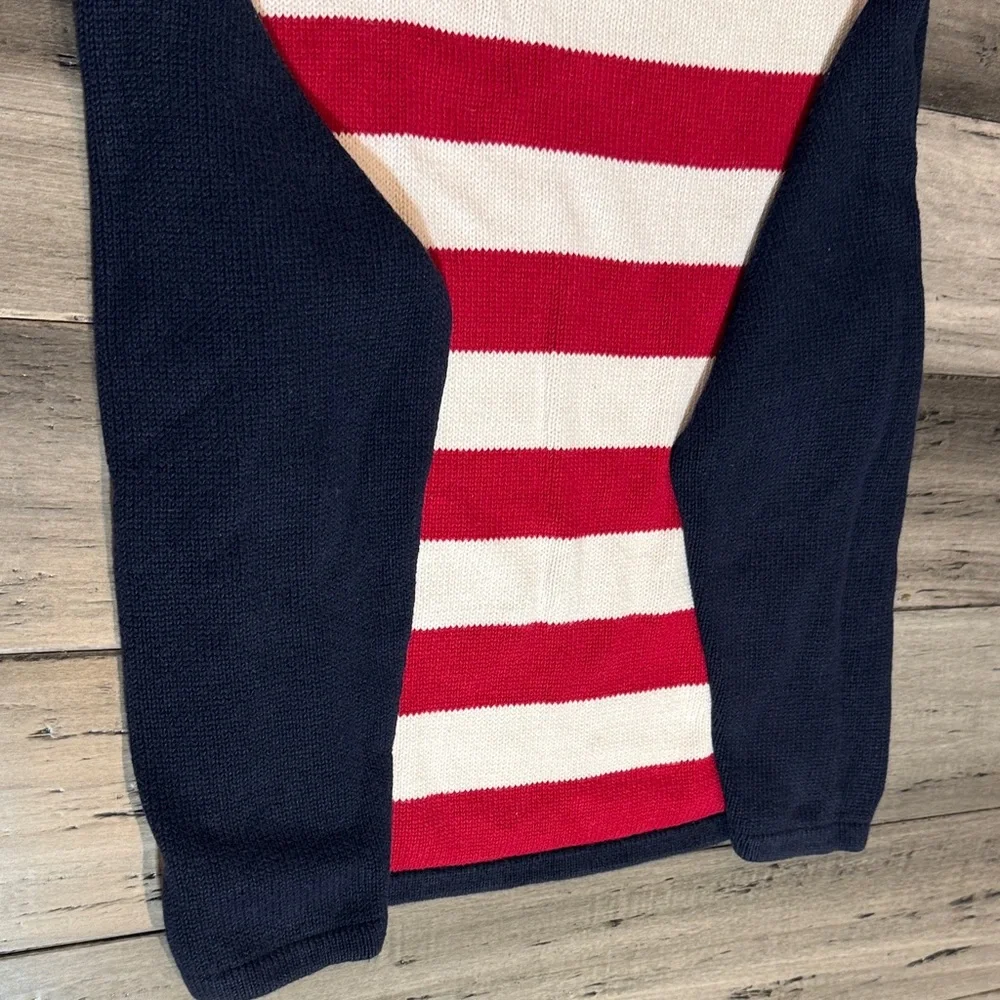VTG Christopher & Banks woman American Flag Crewneck Sweater -Red, White & Navy - Picture 11 of 12